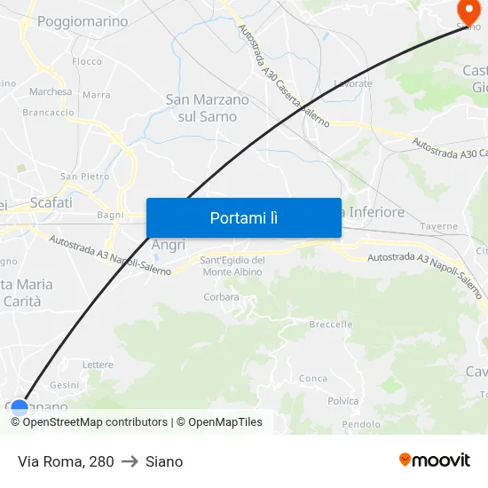 Via Roma, 280 to Siano map