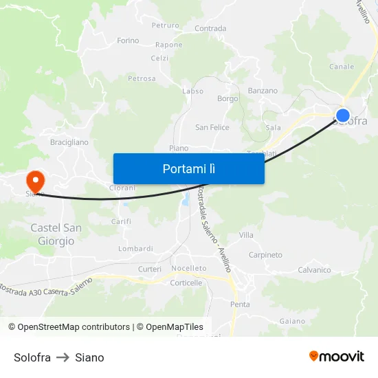 Solofra to Siano map