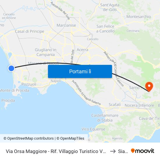 Via Orsa Maggiore - Rif. Villaggio Turistico Varca D'Oro to Siano map