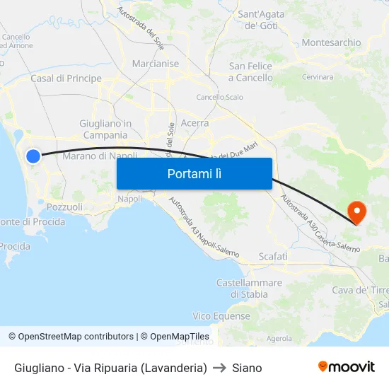 Giugliano - Via Ripuaria (Lavanderia) to Siano map