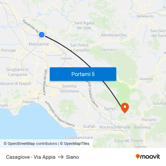 Casagiove - Via Appia to Siano map