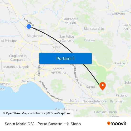 Santa Maria C.V. - Porta Caserta to Siano map