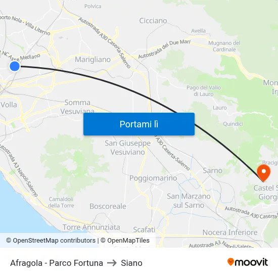 Afragola - Parco Fortuna to Siano map