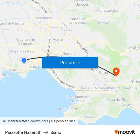 Piazzetta Nazareth to Siano map