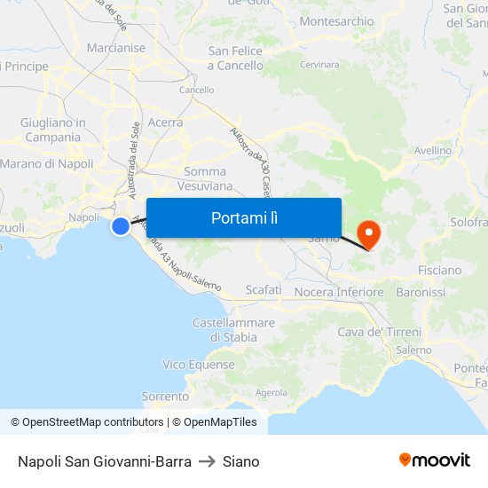 Napoli San Giovanni-Barra to Siano map