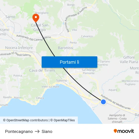 Pontecagnano to Siano map