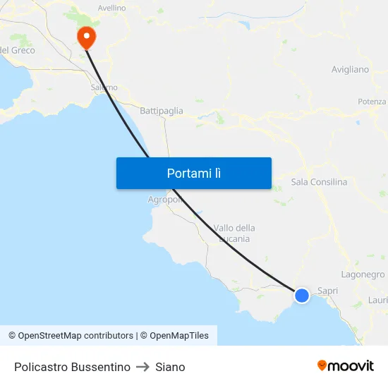 Policastro Bussentino to Siano map