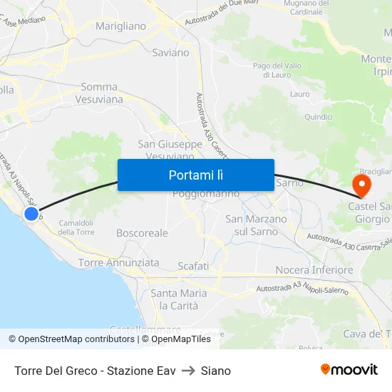 Torre Del Greco - Stazione Eav to Siano map
