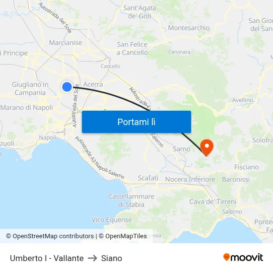 Umberto I - Vallante to Siano map