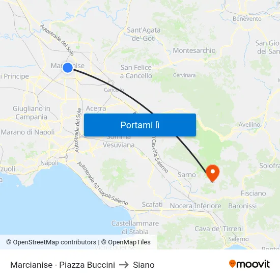 Marcianise - Piazza Buccini to Siano map