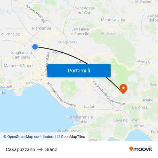Casapuzzano to Siano map