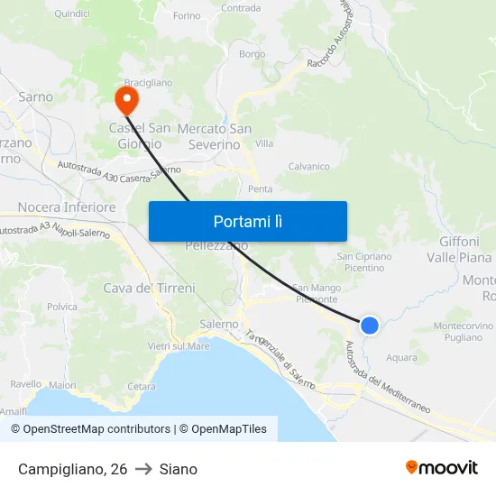Campigliano, 26 to Siano map