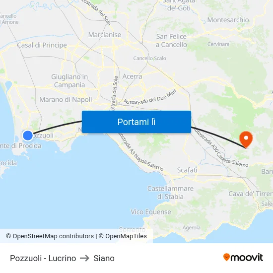 Pozzuoli - Lucrino to Siano map