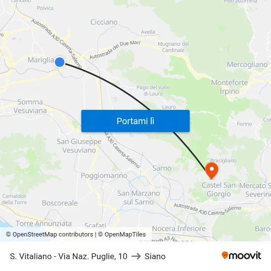 S. Vitaliano - Via Naz. Puglie, 10 to Siano map