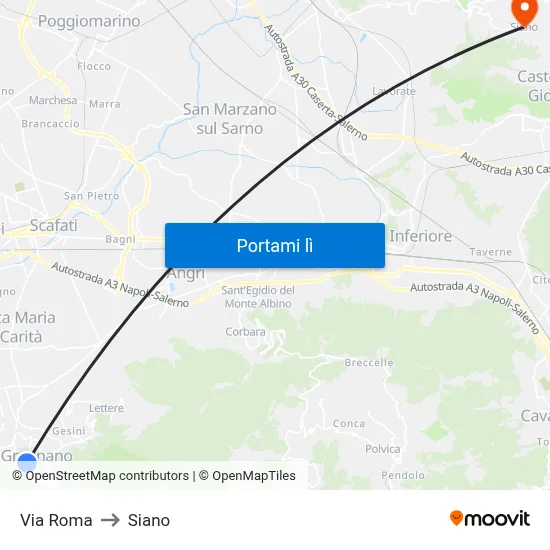 Via Roma to Siano map