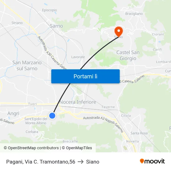 Pagani, Via C. Tramontano,56 to Siano map