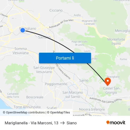 Mariglianella - Via Marconi, 13 to Siano map