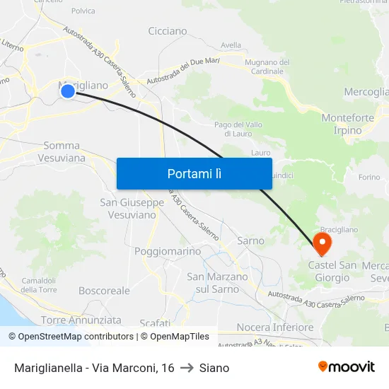 Mariglianella - Via Marconi, 16 to Siano map