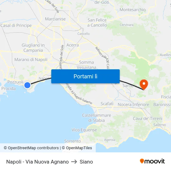 Napoli - Via Nuova Agnano to Siano map