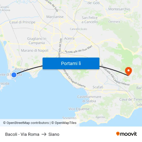 Bacoli - Via Roma to Siano map