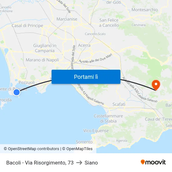 Bacoli - Via Risorgimento, 73 to Siano map