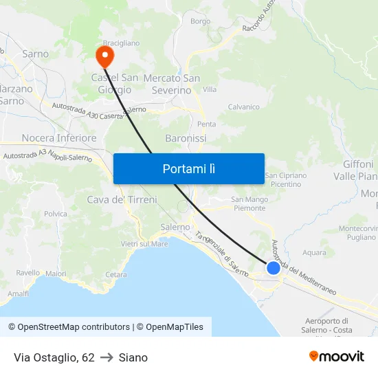 Via Ostaglio,  62 to Siano map