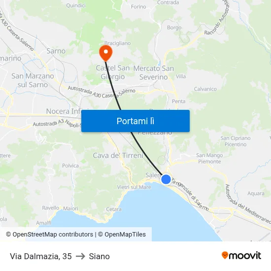 Via Dalmazia, 35 to Siano map