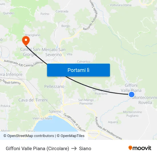 Giffoni Valle Piana (Circolare) to Siano map