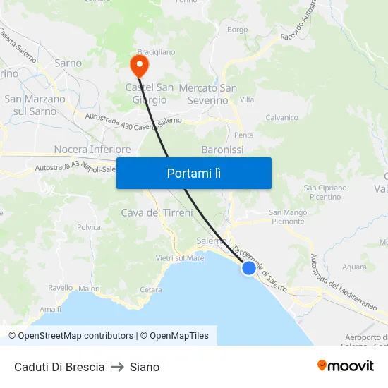 Caduti Di Brescia to Siano map