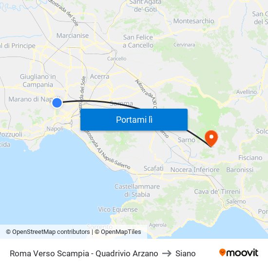 Roma Verso Scampia - Quadrivio Arzano to Siano map