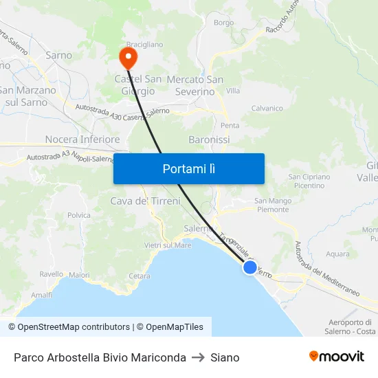 Parco Arbostella Bivio Mariconda to Siano map