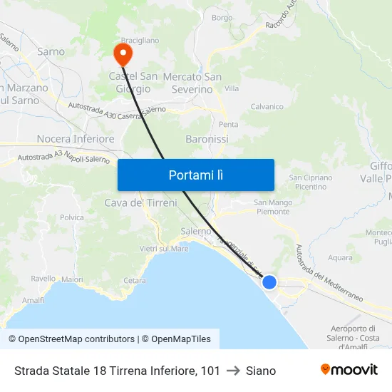Strada Statale 18 Tirrena Inferiore, 101 to Siano map