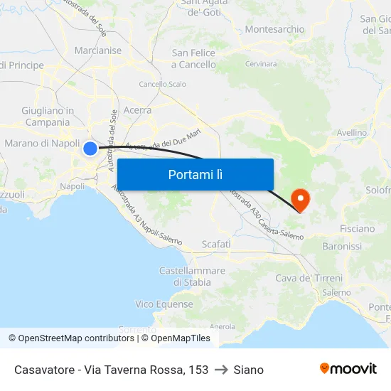 Casavatore - Via Taverna Rossa, 153 to Siano map