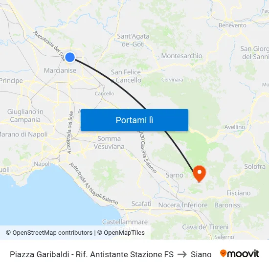 Piazza Garibaldi - Rif. Antistante Stazione FS to Siano map