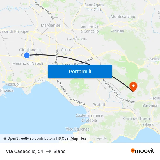 Via Casacelle, 54 to Siano map