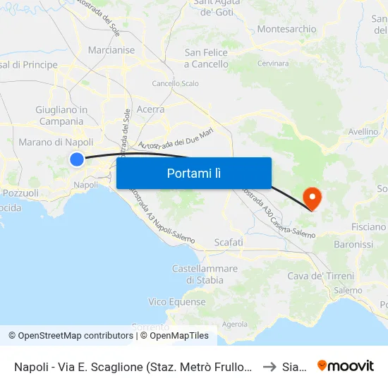 Napoli - Via E. Scaglione (Staz. Metrò Frullone) to Siano map