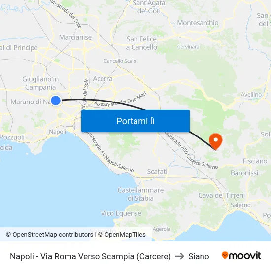 Napoli - Via Roma Verso Scampia (Carcere) to Siano map