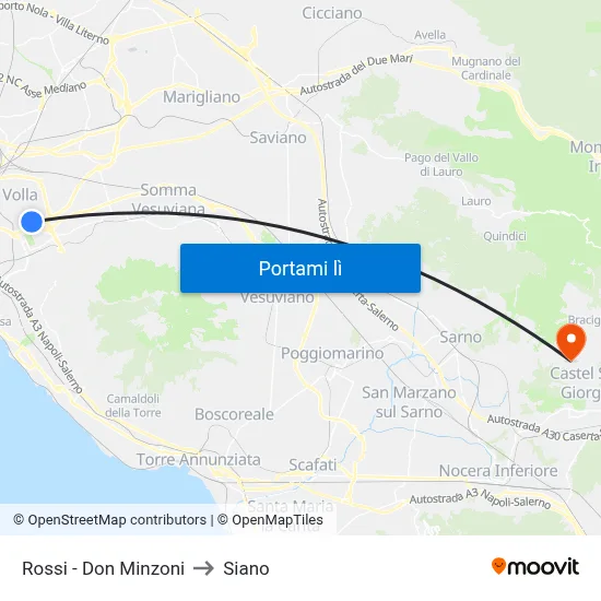Rossi - Don Minzoni to Siano map