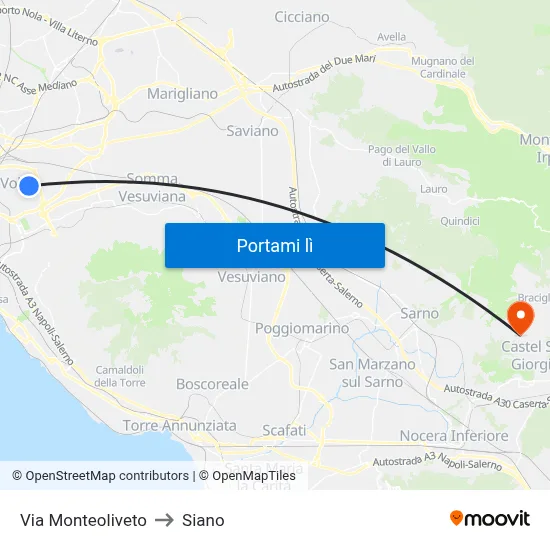 Via Monteoliveto to Siano map
