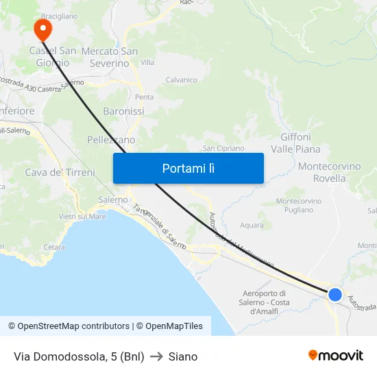 Via Domodossola, 5 (Bnl) to Siano map