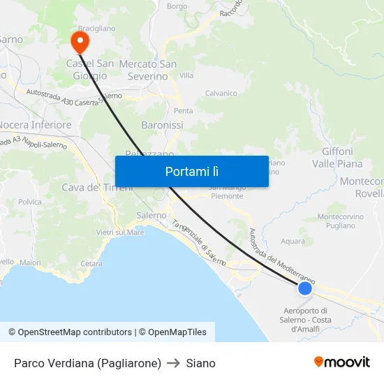 Parco Verdiana (Pagliarone) to Siano map