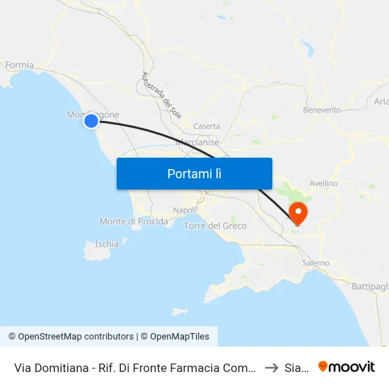 Via Domitiana - Rif. Di Fronte Farmacia Comunale to Siano map