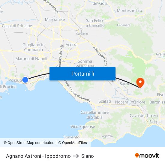 Agnano Astroni - Ippodromo to Siano map