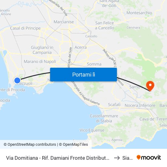 Via Domitiana - Rif. Damiani Fronte Distributore Ip to Siano map