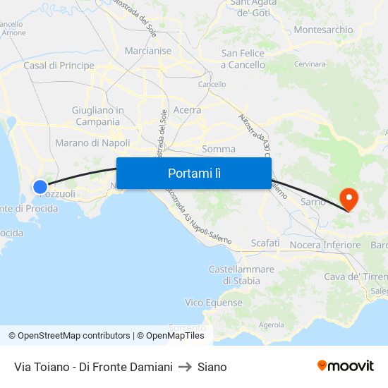 Via Toiano - Di Fronte Damiani to Siano map
