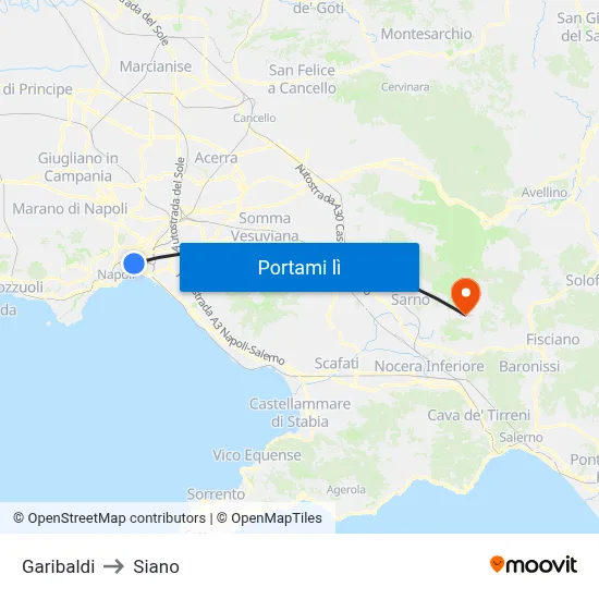 Garibaldi to Siano map