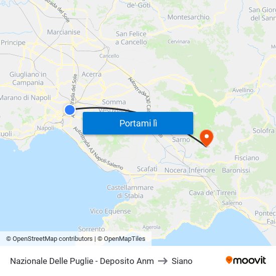 Nazionale Delle Puglie - Deposito Anm to Siano map