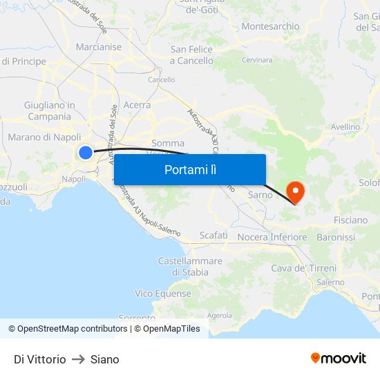 Di Vittorio to Siano map