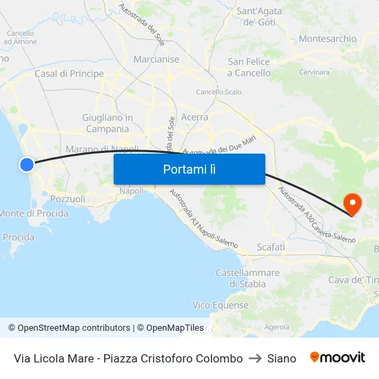Via Licola Mare - Piazza Cristoforo Colombo to Siano map