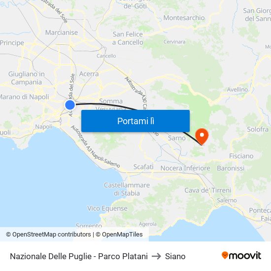 Nazionale Delle Puglie - Parco Platani to Siano map